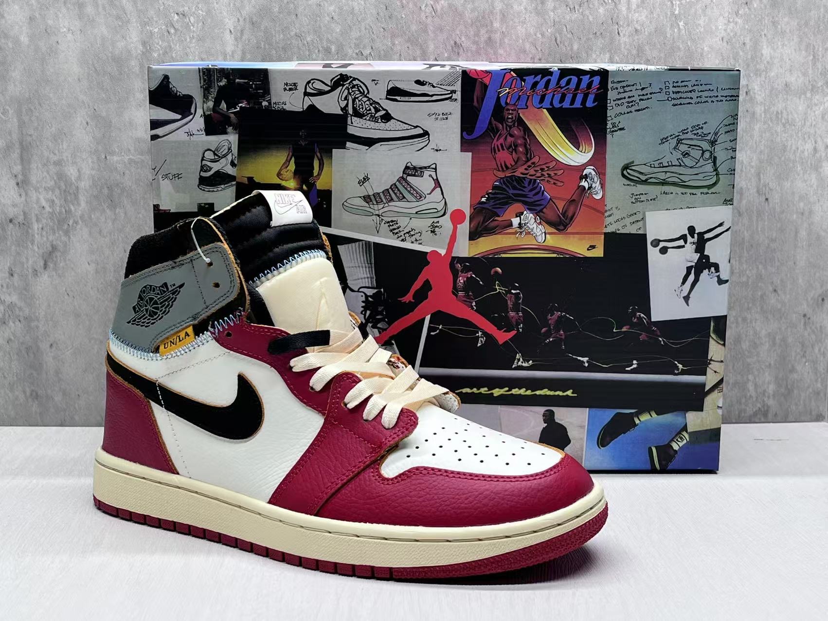 Men's Running Weapon Air Jordan 1 White/Red Shoes 0713
